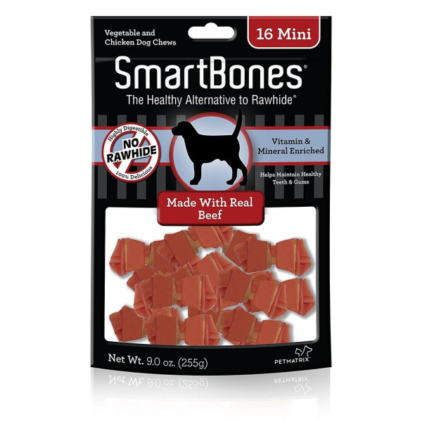 SmartBones Mini Bone Chews 2.5" - Beef  迷你型潔齒骨(牛肉味) 16 pack x4